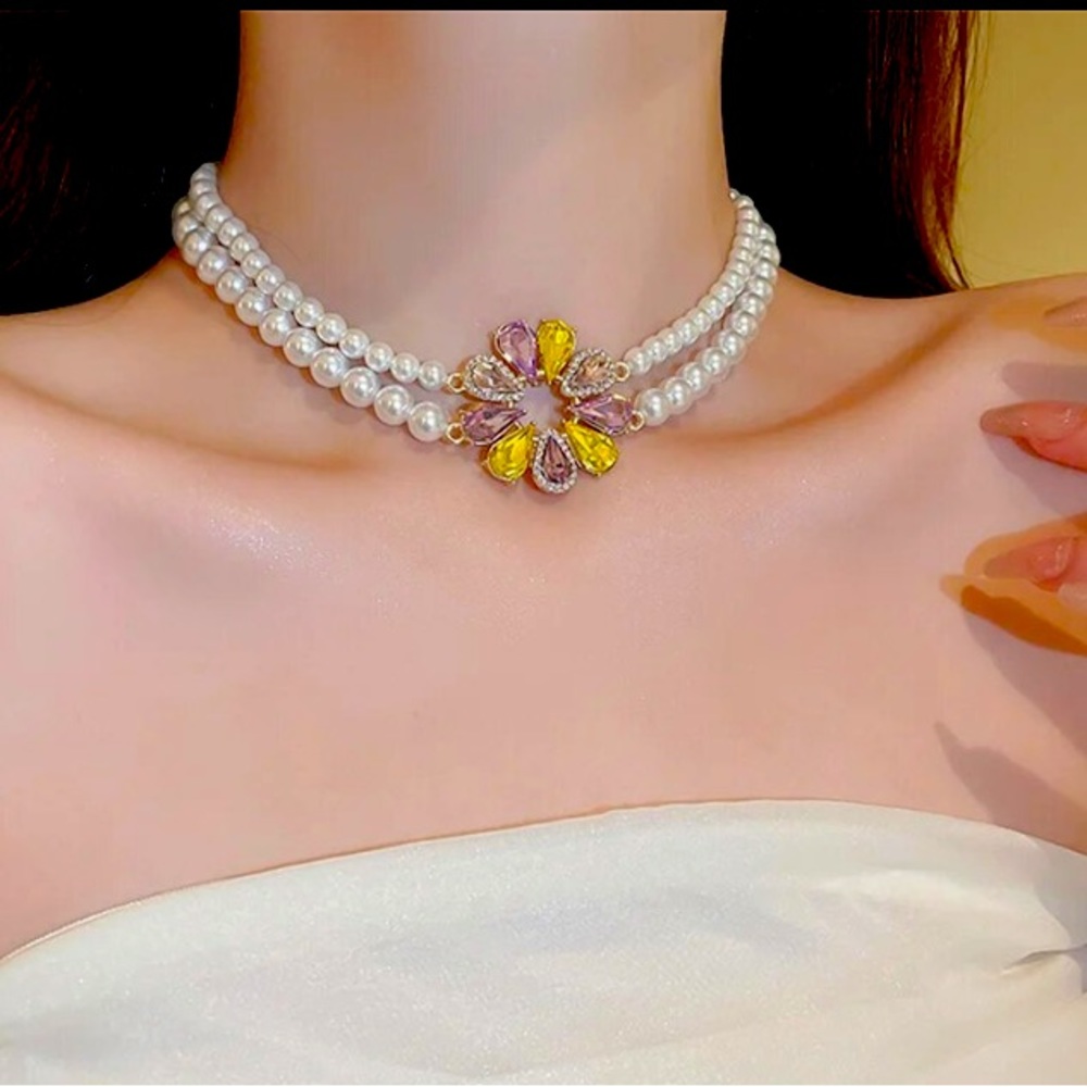 🌟 Set Pearl Earrings Flower Colorful - Picture 4 of 5